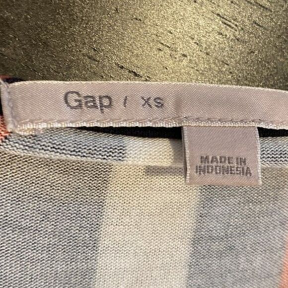 Gap Midi color block strip navy/red print work dress Faux wrap jersey XS - Picture 6 of 8